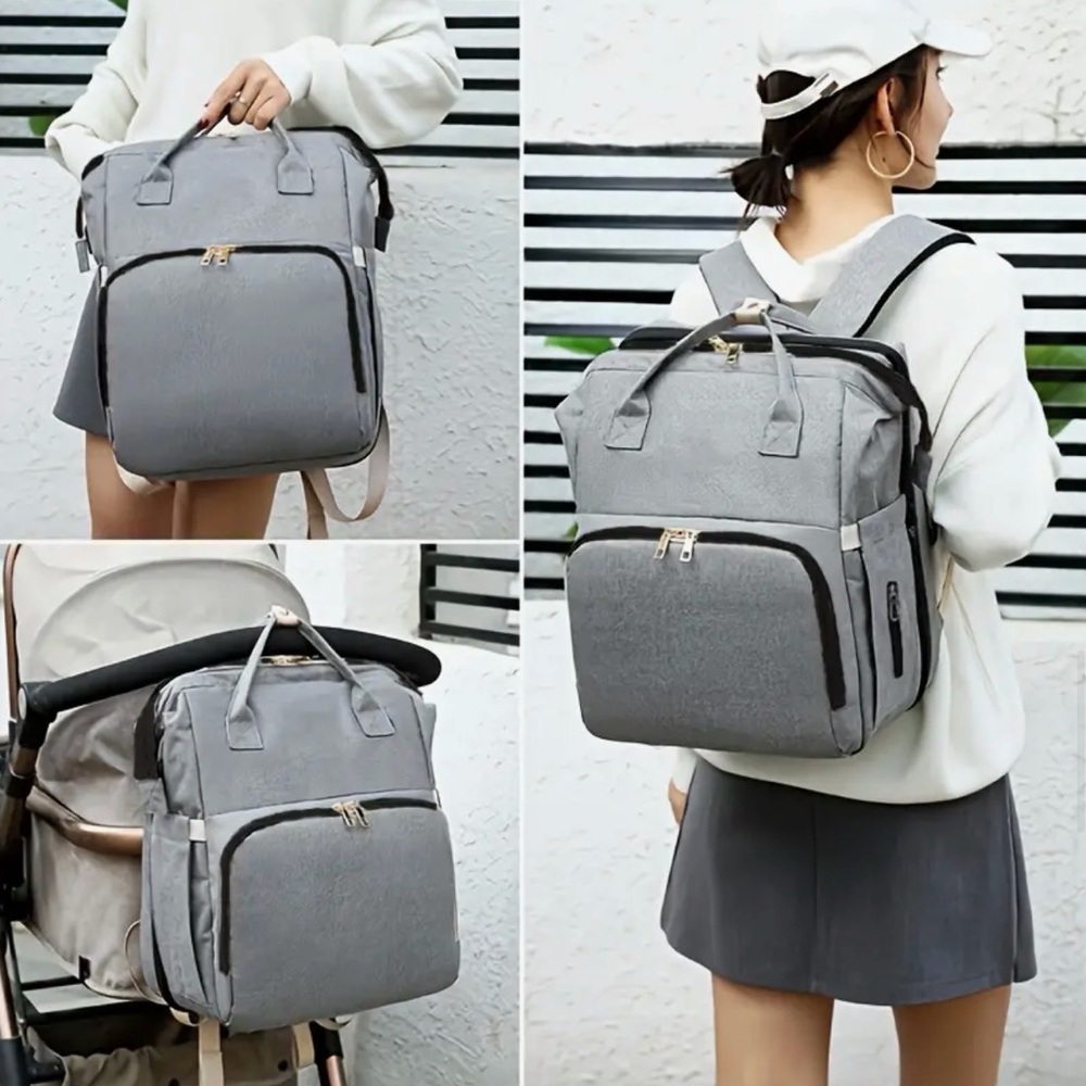 Black Multi-Function Diaper Bag with Bassinet NWT - image 8